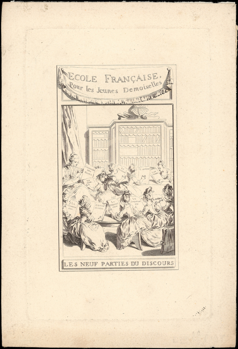 École française pour les jeunes demoiselles. Les neuf parties du discours.
