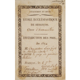 Ex-praemio . Département du Doubs. Ecole ecclésiastique de Besançon. Classe d'humanités.