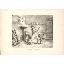 Fable de La Fontaine. . Le Villageois et le Serpent. Illustration.