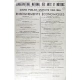Ministère de l'Education Nationale - Conservatoire National des Arts et Métiers - Cours publics gratuits 1963-1964, enseignements économiques.