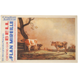 Buvard publicitaire. Chewing Gum Bell et Flan Mireille. Buvard N° 63. Paysage avec vaches. 