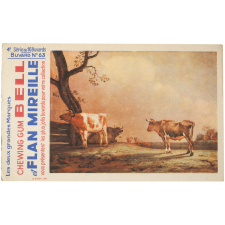 Buvard publicitaire. Chewing Gum Bell et Flan Mireille. Buvard N° 63. Paysage avec vaches.