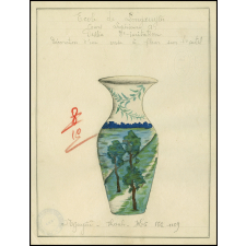 Cochinchine/Dessin d'imitation : décoration d'un vase à fleurs sur l'autel.