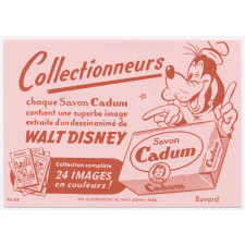 Buvard publicitaire. Savon Cadum. Walt Disney. Pluto. 