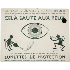 Buvard publicitaire. Portez des lunettes de protection.