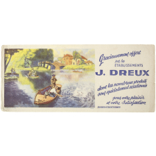 Buvard publicitaire. Établissements J. Dreux. Pêcheurs à la ligne.