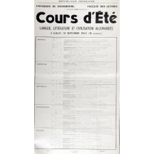 République Française - Université de Strasbourg, Faculté des Lettres. Cours d'Eté, Langue, Littérature et Civilisation Allemandes, 4 juillet-10 septembre 1960 (10 semaines).