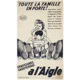 Buvard publicitaire. Chaussures caoutchouc à l'Aigle.