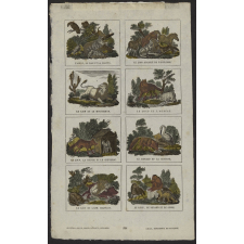Fables de La Fontaine et autres bestiaires. Planche de l'imagerie de Lille.