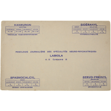 Buvard publicitaire. Spécialités neuro-psychiatriques Labiola.