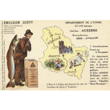 Émulsion Scott - Débilité générale, croissance, dentition, bronchite, rachitisme - Département de l'Yonne - 277.230 habitants - Chef-Lieu : Auxerre - Sous-préfectures : Sens, Avallon.