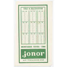 Buvard publicitaire. Moutarde Jonor. Table de multiplication.