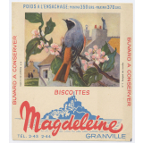 Buvard publicitaire. Biscottes Magdeleine. Rossignol des murailles. 