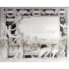 Exposition Universelle de 1889. Le jury international des récompenses décerne un diplôme de Grand Prix.