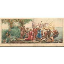 Cristobal Colon tomando posesion de la terra descobienta en nombre de los Reyes Catolicas Don Fernando y dona Isabel.