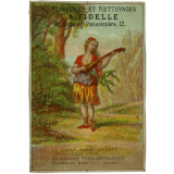 Carte réclame. Teintures et nettoyages. A. Fidelle 12, Faubourg poissonnière, 12. La cigale ... .