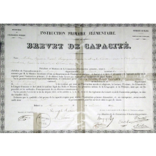 Brevet de Capacité. Ministère de l'Instruction Publique - Université de France - Instruction Primaire - Instruction Primaire Elémentaire.