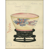 Cochinchine/Dessin de mémoire : un bol indigène décoré.