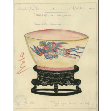 Cochinchine/Dessin de mémoire : un bol indigène décoré.