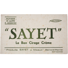 Buvard publicitaire. Sayet le bon cirage crème.