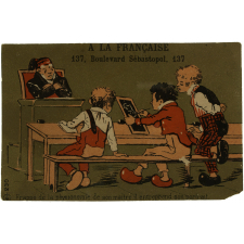 Carte réclame. A la française. Frappé de la physionomie de son maître il entreprend son portrait.