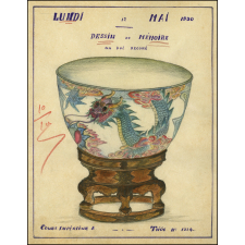 Cochinchine/Dessin de mémoire : un bol indigène décoré.