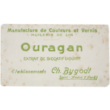 Buvard publicitaire. Ouragan, extrait de siccatif liquide.