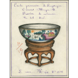 Cochinchine/Dessin de mémoire : un bol indigène décoré