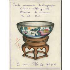 Cochinchine/Dessin de mémoire : un bol indigène décoré