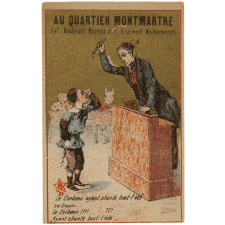 Carte réclame. Au quartier Montmartre. Le corbeau ayant chanté tout l'été.