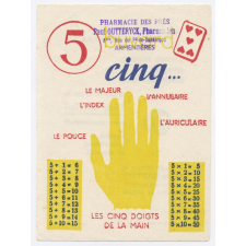 Buvard publicitaire. Sauba. Cinq. Les cinq doigts de la main.
