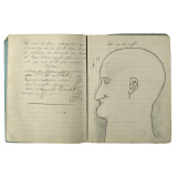 Cahier de compositions d'Ernestine Thomé, élève à l'école de filles du Mériot (Aube). 