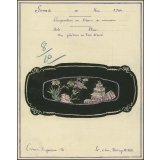 Cochinchine/Dessin de mémoire : un plateau en bois décoré.