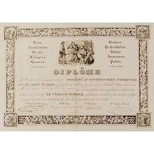 Diplôme de membre correspondant de la Société d'Instruction Nationale et du Bien Public.
