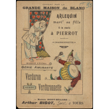 Arlequin marie sa fille. Il la marie à Pierrot. Chansonnette. Verduron Verduronnette. Ronde.