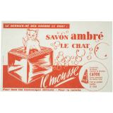 Buvard publicitaire. Savon ambré Le Chat. 