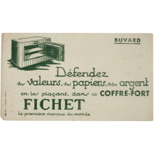 Buvard publicitaire. Coffre-fort Fichet.