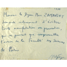 Monsieur le Doyen Marc Zamansky demande instamment d'éviter toute manifestation ou provocation.