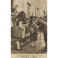 Le Maréchal Pétain apporte à l'Alsace le baiser de la France.