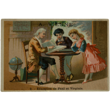 Carte réclame. Maison Huchard A. Vienne. 2. Education de Paul et Virginie.