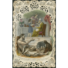 Image religieuse. Bienheureux celui qui emploie ses richesses à soulager les douleurs du pauvre.