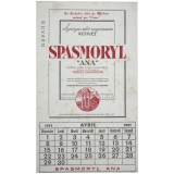 Buvard publicitaire. Spasmoryl Ana. Calendrier d'Avril 1951.
