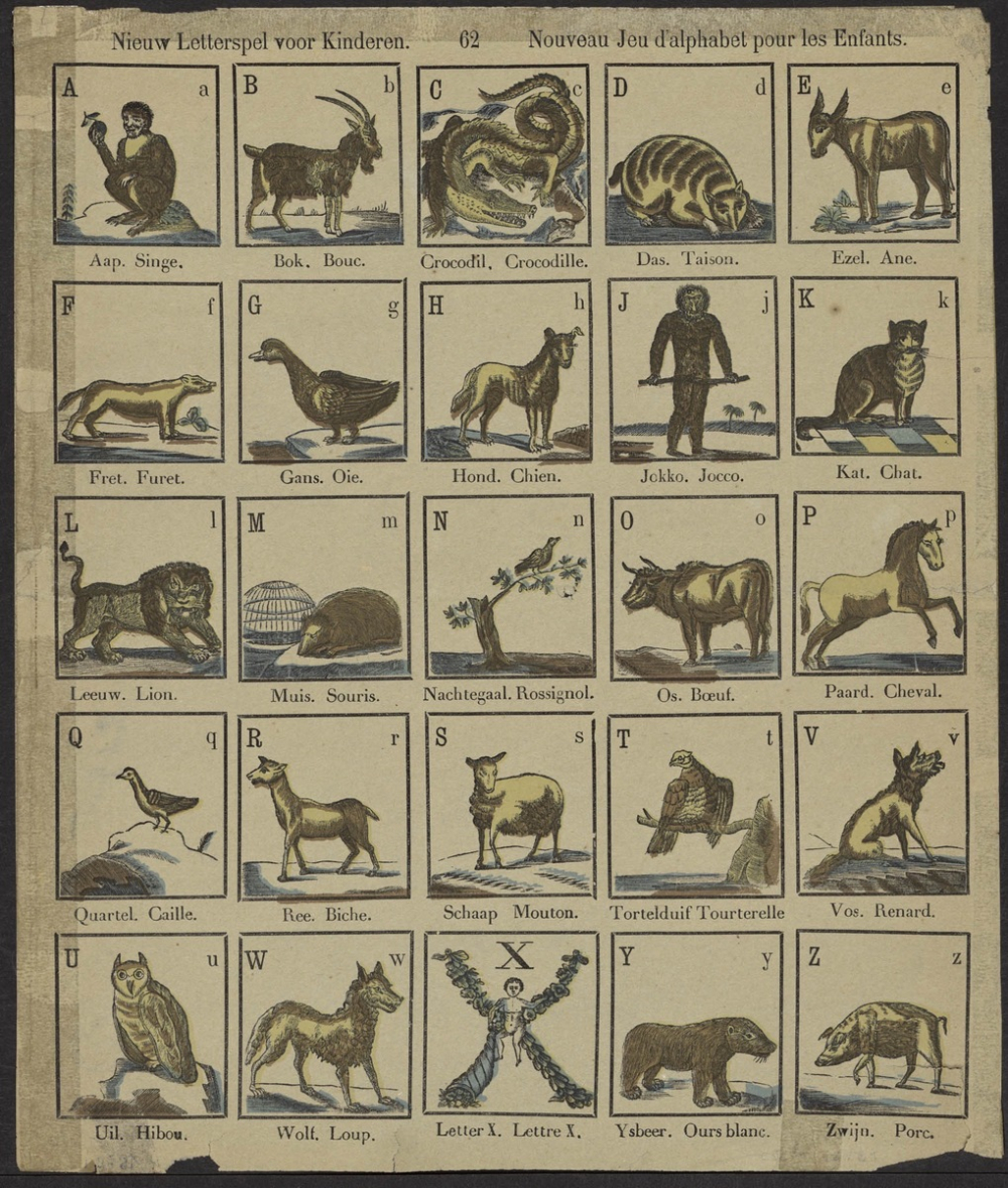 Nouveau jeu d'alphabet pour les enfants. 62. Nieuw letterspel voor kinderen. 