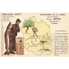 Émulsion Scott - Débilité générale, croissance, dentition, bronchite, rachitisme - Département de la Lozère - 104.733 habitants - Chef-Lieu : Mende - Sous-préfecture : Florac.