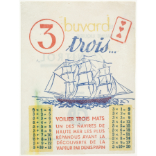 Buvard publicitaire. Sauba. Trois. Voilier trois mats.