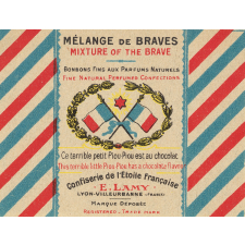 Papier d'emballage de bonbon à texte patriotique.