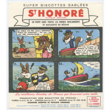 Buvard publicitaire. Super biscottes sablées St Honoré. Pinpin et Goupil partent en Amérique. 