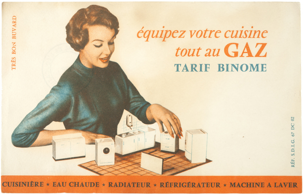 Buvard publicitaire. Equipez votre cuisine tout au gaz. Tarif binome.