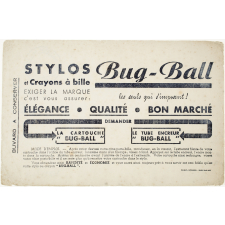 Buvard publicitaire. Stylos Bug-Ball.