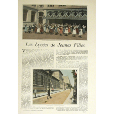 Les lycées de jeunes filles. Exercices gymnastiques des petites au Lycée Racine, rue du Rocher. L'entrée du lycée Molière. Cour d'honneur du lycée Molière.